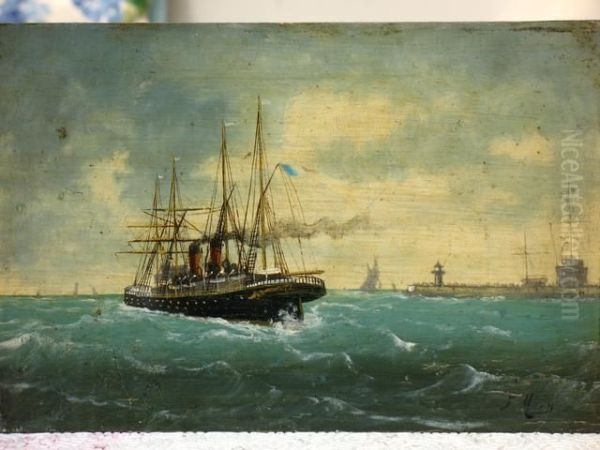 Voilier Aupied D'une Falaise Oil Painting by Mary Josephine Gibson