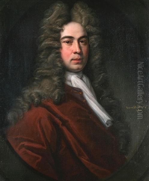 Portrait Of Bernard Hutchings Esq, Bustlength Oil Painting by Thomas Gibson