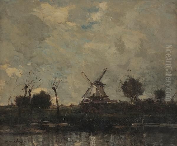 Windmill Near Leyden Oil Painting by William Alfred Gibson