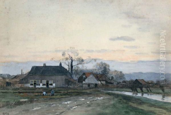 Boerderij Aan De Sloot Oil Painting by Marinus Gidding