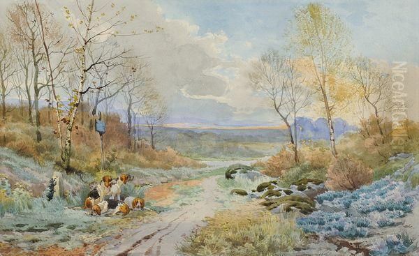 Les Chiens Apres La Chasse Oil Painting by Hippolyte Jean Adam Gide