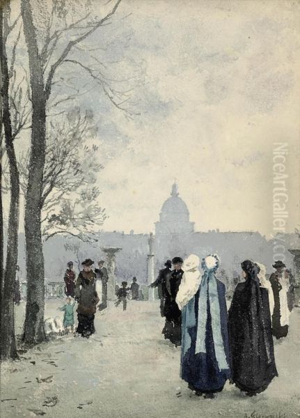 A Stroll In The Park Oil Painting by Aleksander Gierymski