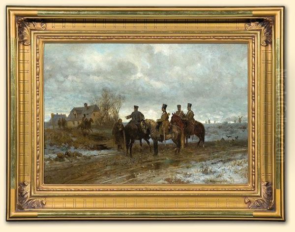 Patrol Polski W 1830 Roku Oil Painting by Maksymilian Gierymski