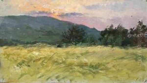 Sommerlandschaft Bei Dammerung Oil Painting by Max Eduard Giese