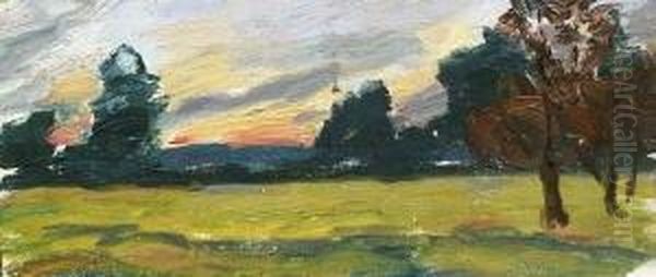 Landschaft Bei Dammerung Oil Painting by Max Eduard Giese