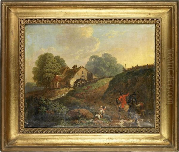 Landschaft Mit Figuraler Staffage Oil Painting by Johann Ludwig Giesel