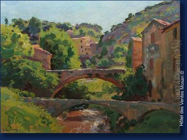 Paysage Au Pont Oil Painting by Leon Giffard