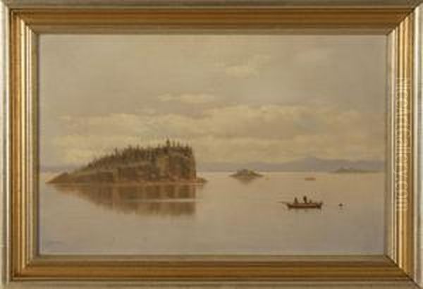 Three Figures In A Moored Boat Off Bear Island, Maine Oil Painting by Charles Henry Gifford