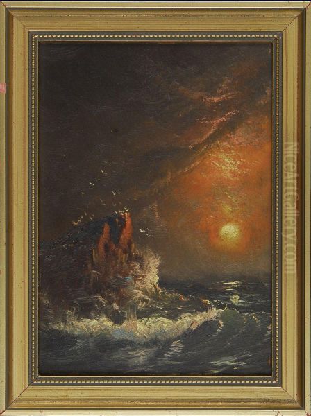 Dramatic Coastal Sunset Oil Painting by Charles Henry Gifford