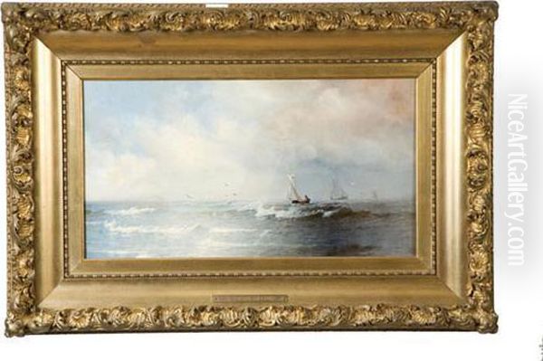 Sailing Boats At Sea. Restoration Oil Painting by Robert Swain Gifford