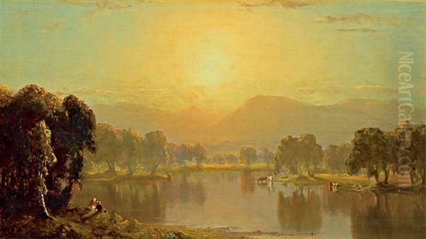 Bend In The Juniata River Oil Painting by Sanford Robinson Gifford