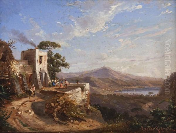 Veduta Del Lago Di Fusaro Oil Painting by Ercole Gigante