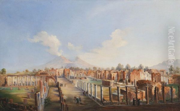 Veduta Degli Scavi Di Pompei Oil Painting by Gaetano Gigante