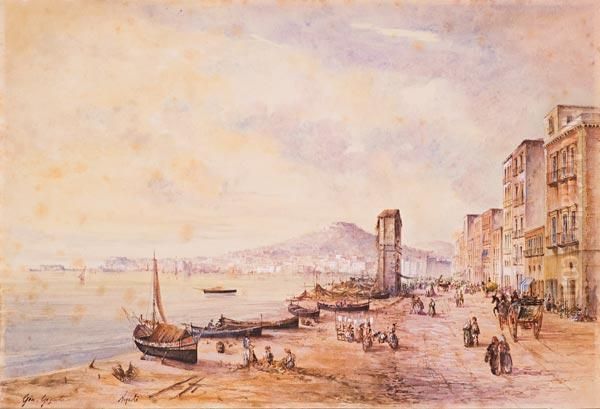 Lungomare A Napoli Oil Painting by Giacinto Gigante