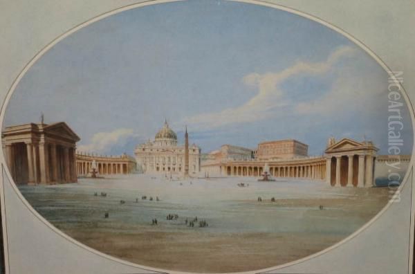 La Place Saint Pierre De Rome Oil Painting by Giovanni Battista Gigli