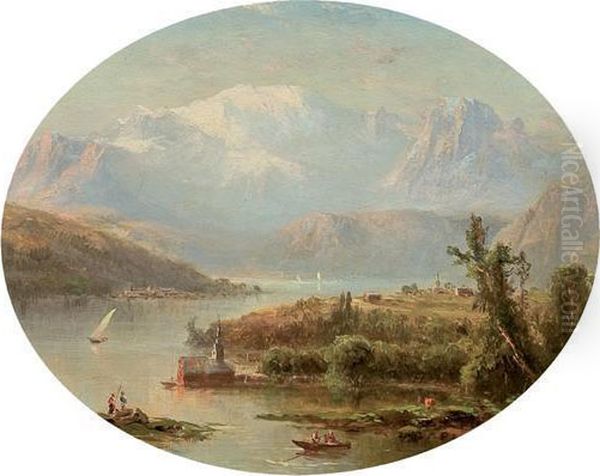 Lake Thun, The Jungfrau Oil Painting by Marie-Regis-Francois Gignoux