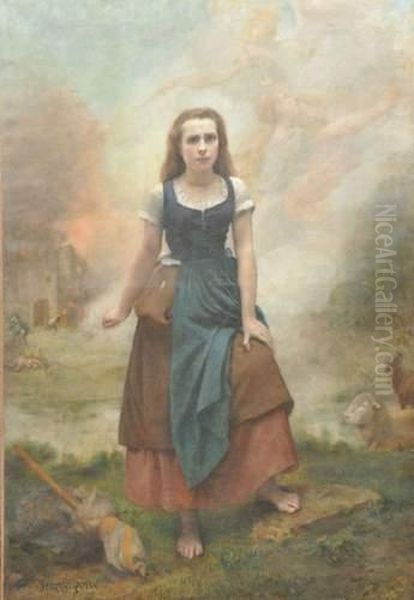 Jeanne D'arc Oil Painting by Jean Francois Armand Felix Bernard