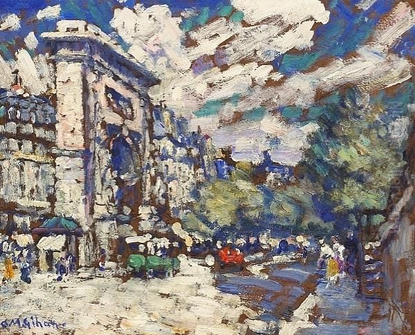 La Porte St. Denis, Paris Oil Painting by Clarence Montfort Gihon