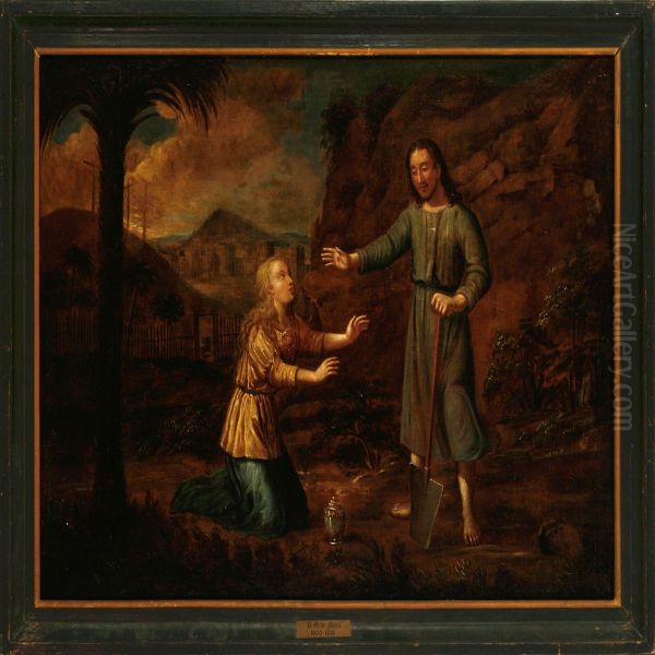 Jesus And Mary Magdalene Outside Jerusalem Oil Painting by Felipe Gil De Mena