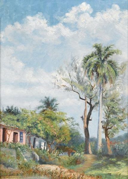 Cuban Landscape With Palms Oil Painting by Juan Gil Garca