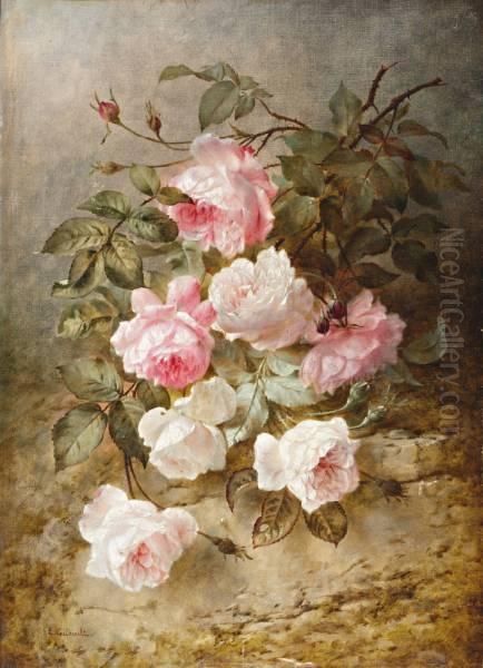 Roze Rozen Oil Painting by Joseph-Eugene Gilbault