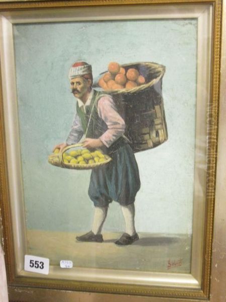 Turkish Street Seller With Oranges Oil Painting by Ellen Gilbert