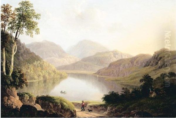 Hawes Water From Fordingale Beck Oil Painting by Joseph Francis Gilbert