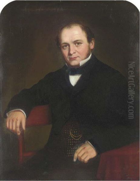 Portrait Of A Gentleman, Seated Half-length, In A Black Coat Andwaistcoat Oil Painting by Josiah Gilbert