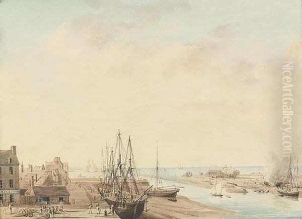 Zwei Ansichten Von Le Havre. Oil Painting by Pierre Julien Gilbert