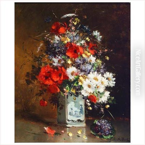 Fleurs Dans Un Vase De Delft Oil Painting by Charles Gilbert-Martin