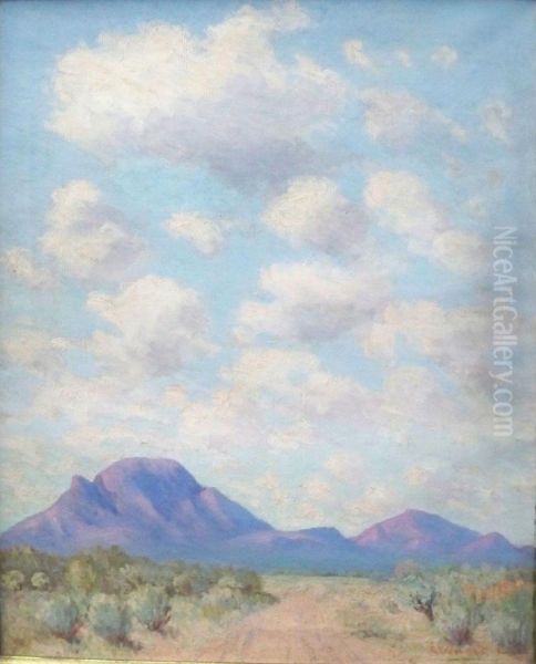 Desert Clouds, Wildcat Mountain Tucson Range Oil Painting by F(letcher) Gilchrist