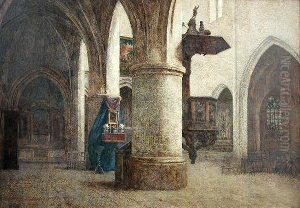 Interior Of Sarlat Cathedral Oil Painting by Maundrell Charles Gilder