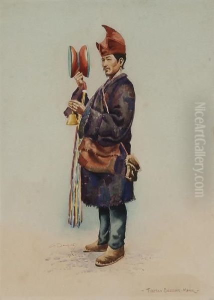 Tibetan Beggar Oil Painting by G.D. Giles