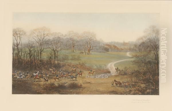 Views Of Fox
Hunting Activities On The Estate Of The Only Peerage Named After A
French Castle. Oil Painting by G.D. Giles