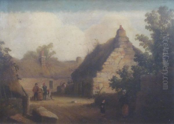 Old Cottages Near Tranent Oil Painting by James William Giles