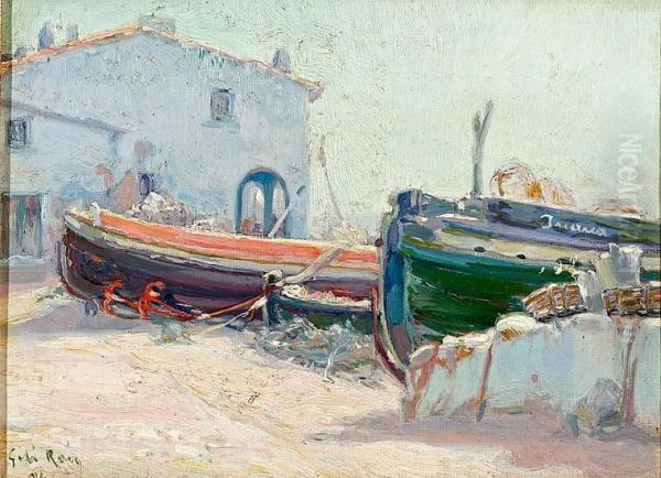 Barcas En La Playa Oil Painting by Baldomero Gili Y Roig