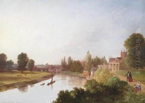 The River Wye At Hereford Oil Painting by Edmund Gill