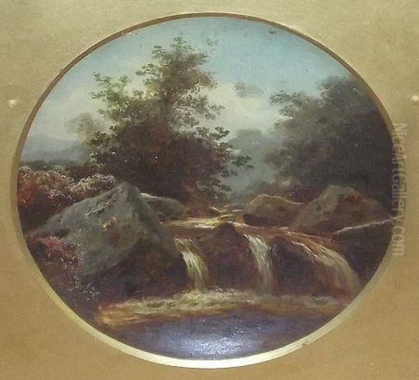 Waterfall Scene Oil Painting by Edmund Gill