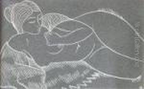 Reclining Nude Oil Painting by Eric Gill