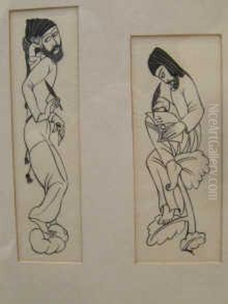 Chaucer And Cupid Oil Painting by Eric Gill