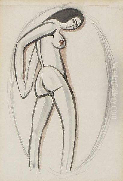 Turning Nude Oil Painting by Eric Gill