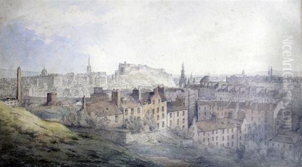 Edinburgh From Carlton Hill Oil Painting by F.H. Gill