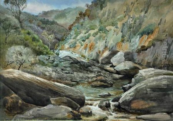 a Gorge On The Onkaparinga Near Hackham Oil Painting by Harry P. Gill