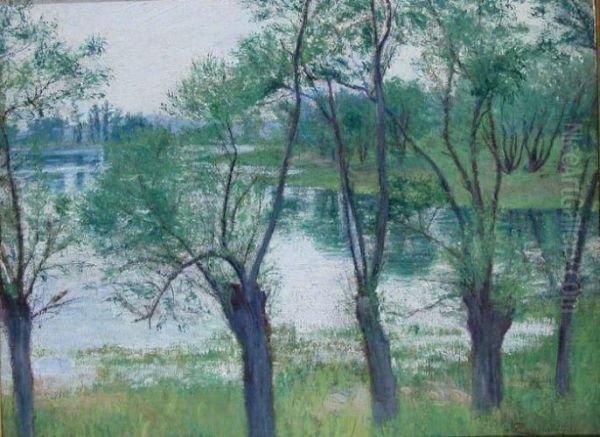 Willows By The River, Giverny Oil Painting by Mariquita Gill