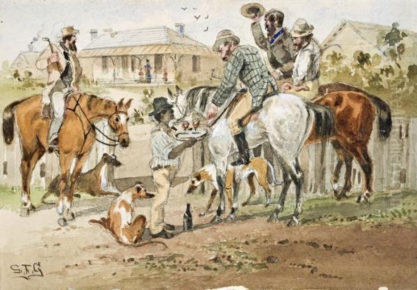 Kangarooers Returning Oil Painting by Samuel Thomas Gill