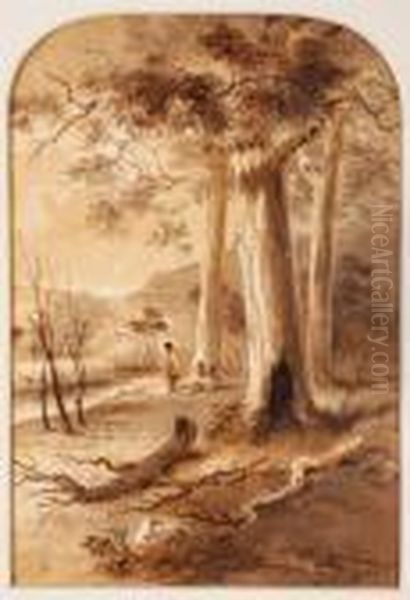 Gumtrees Oil Painting by Samuel Thomas Gill