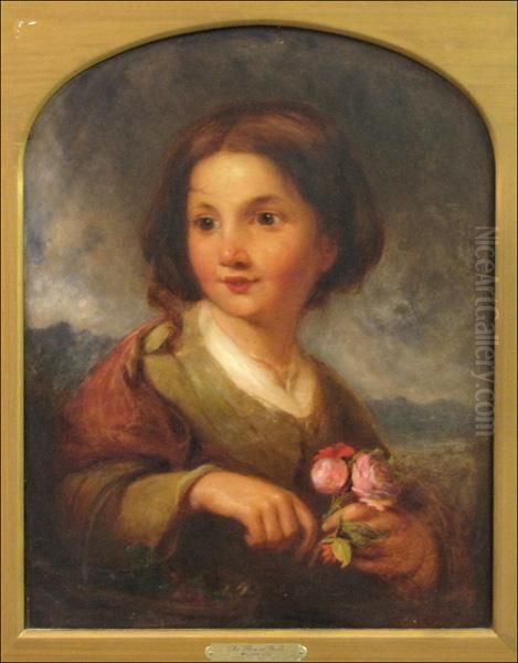 Theflower Girl Oil Painting by William Gill