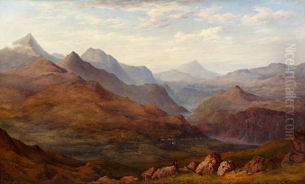 Extensive Snowdonia Landscape Oil Painting by William Gill