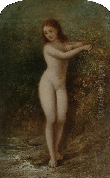 A Nude By A Stream Oil Painting by William Gill