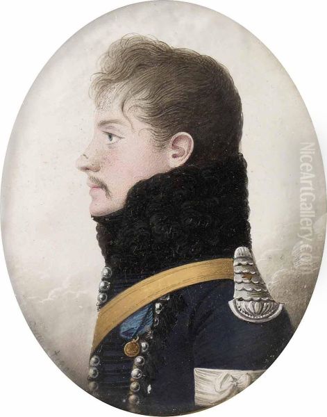 Portratt Av Svensk Officer Oil Painting by Jakob Axel Gillberg